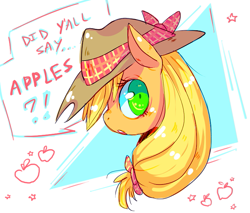 Size: 711x605 | Tagged: safe, artist:rabbidattack, applejack, earth pony, pony, solo, speech bubble, text