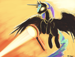 Size: 1024x768 | Tagged: safe, artist:chickhawk96, princess celestia, alicorn, pony, magnifying glass, solar beam, solo