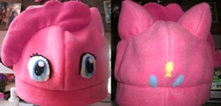 Size: 765x366 | Tagged: safe, artist:hoshi-kagami, pinkie pie, earth pony, pony, craft, female, hat, mare, pink coat, pink mane