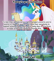 Size: 1021x1149 | Tagged: safe, princess celestia, alicorn, pony, canterlot, celestia's proclamation, image macro, meme