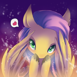 Size: 600x600 | Tagged: safe, artist:loyaldis, fluttershy, pegasus, pony, blushing, heart, solo