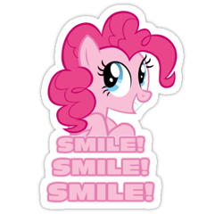 Size: 375x360 | Tagged: artist needed, safe, pinkie pie, earth pony, pony, female, mare, pink coat, pink mane, solo, sticker
