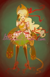 Size: 1242x1920 | Tagged: safe, artist:littlemissvi, applejack, fashion, humanized, solo