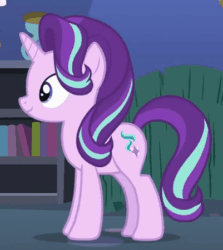 Size: 401x450 | Tagged: safe, screencap, starlight glimmer, pony, unicorn, the maud couple, animated, cropped, cute, female, gif, glimmerbetes, looking up, mare, nodding, smiling, solo, starlight's room