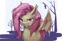 Size: 922x605 | Tagged: safe, artist:castle-com, fluttershy, bat pony, pony, bats!, flutterbat, race swap, solo