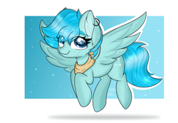 Size: 5787x3996 | Tagged: safe, artist:janelearts, oc, oc only, pegasus, pony, commission, cute, ear piercing, earring, female, flying, freckles, high res, jewelry, mare, ocbetes, piercing, simple background, solo, white background