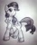 Size: 1003x1224 | Tagged: safe, artist:pw211, rarity, pony, unicorn, clothes, monochrome, solo, traditional art