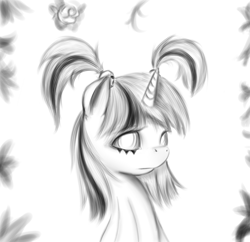 Size: 1280x1239 | Tagged: safe, artist:ashesdarkpony, derpibooru import, twilight sparkle, ask-gothtwi, monochrome, solo