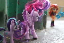 Size: 6000x4000 | Tagged: safe, artist:artofmagicpoland, starlight glimmer, sunset shimmer, twilight sparkle, twilight sparkle (alicorn), alicorn, equestria girls, chair, crossover, doll, equestria girls minis, holding, negan shimmer, toy