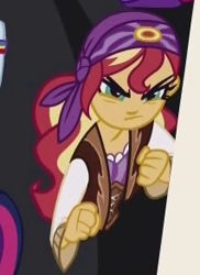 Size: 213x292 | Tagged: safe, screencap, sunset shimmer, equestria girls, mirror magic, spoiler:eqg specials, bandana, cropped, fighting stance, sunshim