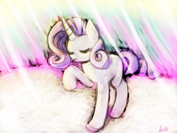 Size: 960x720 | Tagged: safe, artist:lumineko, rarity, pony, unicorn, female, horn, mare, solo, white coat