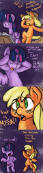 Size: 1000x4000 | Tagged: safe, artist:fauxsquared, applejack, twilight sparkle, twilight sparkle (alicorn), alicorn, earth pony, pony, bipedal, comic, female, mare, trixie is magic, tumblr