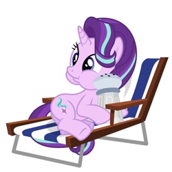 Size: 1024x1024 | Tagged: artist needed, safe, starlight glimmer, pony, unicorn, the crystalling, chair, deck chair, dis gon b gud, imminent heart attack, lawn chair, salt shaker, simple background, solo, vector, white background