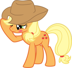 Size: 6216x5943 | Tagged: safe, artist:fureox, applejack, earth pony, pony, absurd resolution, blushing, simple background, solo, transparent background, vector