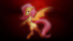 Size: 2390x1344 | Tagged: safe, artist:muh-arts, artist:orangefeathersketch, fluttershy, bat pony, pony, flutterbat, race swap, solo, wallpaper