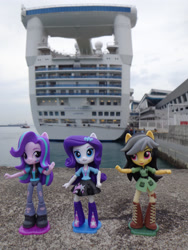 Size: 3456x4608 | Tagged: safe, daring do, rarity, starlight glimmer, equestria girls, cruise ship, day, doll, equestria girls minis, singapore, toy