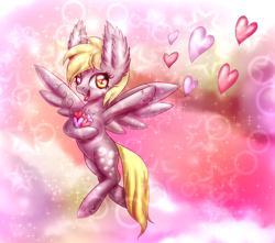 Size: 1546x1366 | Tagged: safe, artist:9de-light6, derpy hooves, pegasus, pony, ear fluff, female, heart, mare, solo, unshorn fetlocks