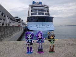 Size: 4608x3456 | Tagged: safe, daring do, rarity, starlight glimmer, equestria girls, cruise ship, day, doll, equestria girls minis, singapore, toy