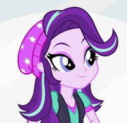 Size: 671x649 | Tagged: safe, starlight glimmer, equestria girls, mirror magic, spoiler:eqg specials, beanie, cute, female, hat, smiling, solo