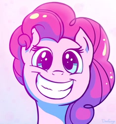 Size: 866x922 | Tagged: dead source, safe, artist:danfango, pinkie pie, earth pony, pony, adorkable, bust, cute, diapinkes, dork, female, grin, head only, looking at you, mare, portrait, smiling, solo