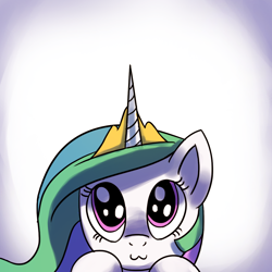 Size: 1200x1200 | Tagged: safe, artist:anticular, princess celestia, alicorn, pony, :3, ask sunshine and moonbeams, cute, cutelestia, female, looking at you, mare, peeking, smiling, solo, tumblr