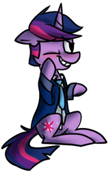 Size: 478x750 | Tagged: safe, artist:ghost, derpibooru import, twilight sparkle, alternate hairstyle, clothes, necktie, solo, suit