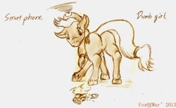 Size: 910x561 | Tagged: safe, artist:foxofwar, applejack, earth pony, pony, looking back, monochrome, plot, solo, traditional art, unshorn fetlocks