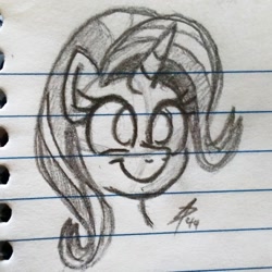 Size: 1322x1322 | Tagged: safe, artist:palmartz44, starlight glimmer, pony, unicorn, cute, glimmerbetes, lined paper, smiling, solo, traditional art