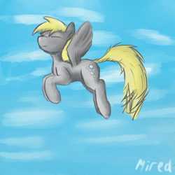 Size: 1000x1000 | Tagged: safe, artist:mired, derpy hooves, pegasus, pony, female, flying, mare, smiling, solo