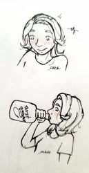 Size: 1660x3212 | Tagged: safe, artist:azkre, starlight glimmer, human, blushing, comic, drink, drinking, humanized, solo, traditional art