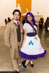 Size: 1365x2048 | Tagged: artist needed, safe, doctor whooves, rarity, human, 2014, convention, cosplay, fanimecon, glasses, irl, irl human, photo