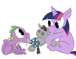 Size: 900x700 | Tagged: safe, artist:karpet-shark, derpibooru import, smarty pants, spike, twilight sparkle, dragon, baby spike, drool, filly, filly twilight sparkle, twily-daily, younger