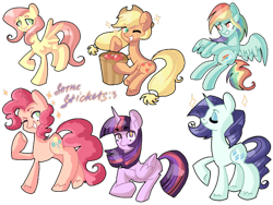 Size: 1024x768 | Tagged: safe, artist:annaiszoom, derpibooru import, applejack, fluttershy, pinkie pie, rainbow dash, rarity, twilight sparkle, twilight sparkle (alicorn), alicorn, earth pony, pegasus, pony, unicorn, female, mane six, mare, sticker