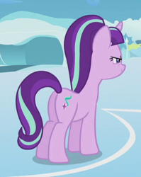 Size: 345x434 | Tagged: safe, screencap, starlight glimmer, pony, unicorn, the cutie re-mark, cloudsdale, cropped, female, glare, mare, plot, smiling, smirk, solo