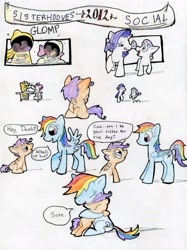 Size: 3400x4551 | Tagged: safe, artist:kriahfox, derpibooru import, applejack, rainbow dash, rarity, scootaloo, sweetie belle, earth pony, pegasus, pony, unicorn, sisterhooves social, best pony, comic, scootalove, traditional art