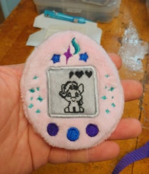 Size: 2699x3159 | Tagged: safe, artist:sew-adorkable, starlight glimmer, pony, unicorn, plushie, solo, tamagotchi