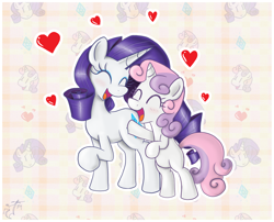 Size: 1188x962 | Tagged: safe, artist:melancholy, rarity, sweetie belle, pony, unicorn, happy, sisters