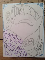 Size: 768x1024 | Tagged: safe, artist:andypriceart, rarity, pony, unicorn, kissing, solo, traditional art