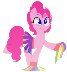 Size: 1080x1167 | Tagged: safe, artist:january3rd, pinkie pie, earth pony, pony, blushing, cheerleader, cheerleader pinkie, clothes, female, mare, raised hoof, simple background, skirt, smiling, solo, transparent background