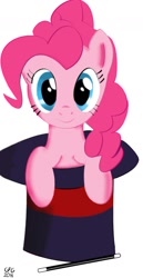 Size: 642x1245 | Tagged: safe, pinkie pie, earth pony, pony, female, hat, mare, pink coat, pink mane, solo, top hat