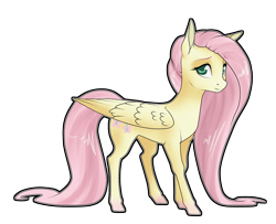 Size: 1000x811 | Tagged: safe, artist:sugarcup, fluttershy, pegasus, pony, female, mare, pink mane, solo, yellow coat