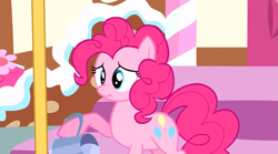 Size: 839x466 | Tagged: safe, screencap, pinkie pie, earth pony, pony, pinkie pride, scrunchy face, solo