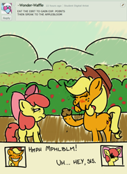 Size: 2500x3422 | Tagged: safe, artist:doggonepony, apple bloom, applejack, earth pony, pony, comic, drunk aj 365, palindrome get