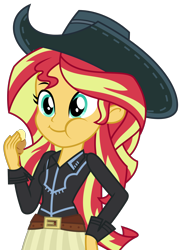 Size: 1500x2059 | Tagged: safe, artist:sketchmcreations, sunset shimmer, dance magic, equestria girls, spoiler:eqg specials, apple fritter (food), cowboy hat, cowgirl, cute, eating, female, food, hat, shimmerbetes, simple background, solo, southern, stetson, transparent background, vector