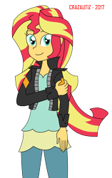 Size: 1219x1941 | Tagged: safe, artist:crazautiz, sunset shimmer, equestria girls, clothes, female, solo, two toned hair