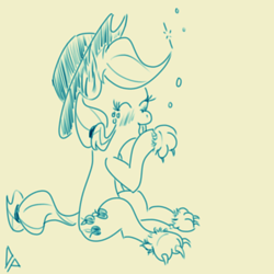 Size: 2500x2500 | Tagged: safe, artist:doggonepony, applejack, earth pony, pony, drunk aj 365, monochrome, solo