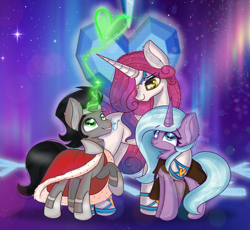 Size: 5091x4692 | Tagged: safe, artist:janelearts, idw, king sombra, princess amore, radiant hope, unicorn, female, filly, straight