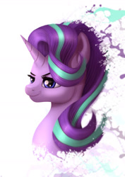 Size: 1240x1754 | Tagged: dead source, safe, artist:jeki, starlight glimmer, pony, female, mare, simple background, smirk, solo, white background