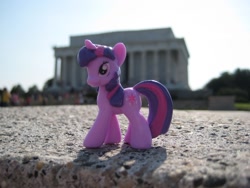Size: 1024x768 | Tagged: safe, artist:choedan-kal, derpibooru import, twilight sparkle, figure, irl, lincoln memorial, photo, ponies around the world, solo, toy