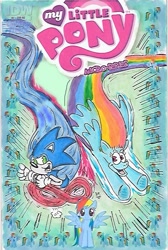 Size: 515x765 | Tagged: safe, artist:weirdwolfoflondon, derpibooru import, rainbow dash, pegasus, pony, crossover, sonic the hedgehog, sonic the hedgehog (series), traditional art